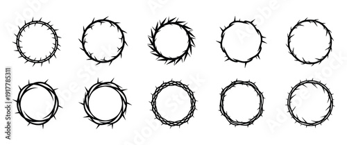 Circle of thorns icon silhouette vector illustration isolated