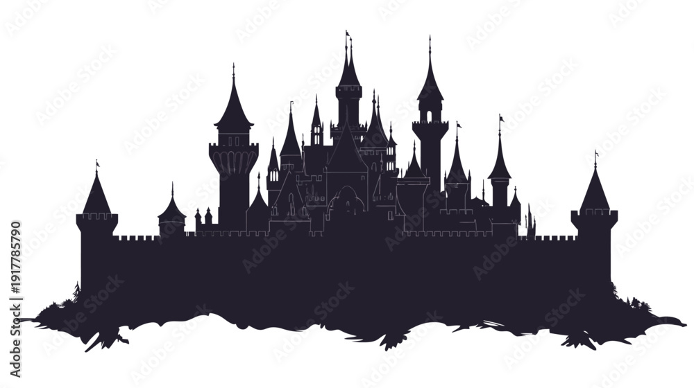 Obraz premium Silhouette of a Majestic Castle at Dusk (1)