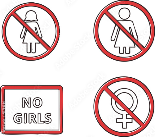Prohibition Signs for Women and Girls.