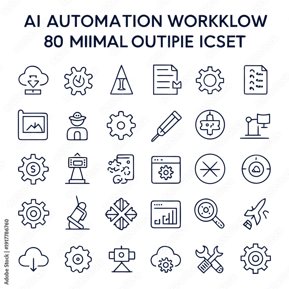 Fototapeta premium A collection of 25 icons for ai automation workflow