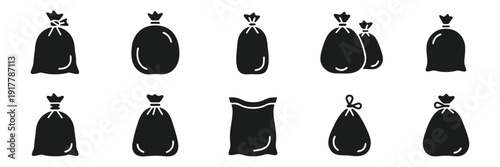 Garbage bag icon silhouette vector illustration isolated