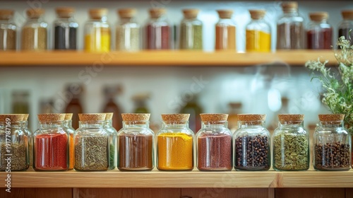 Spice jars on shelf