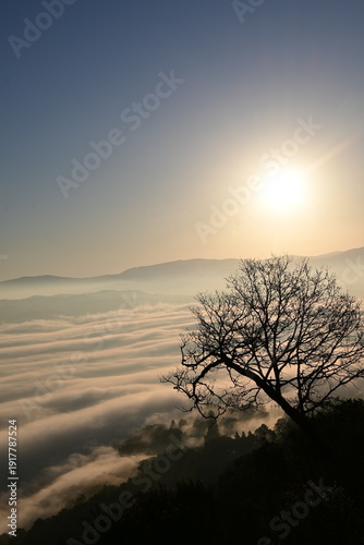 beautiful landscape with fog and clouds over Pleasanton, California