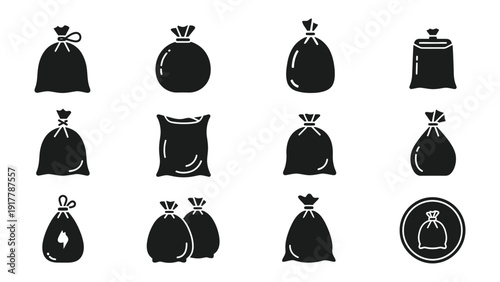Garbage bag icon silhouette vector illustration isolated