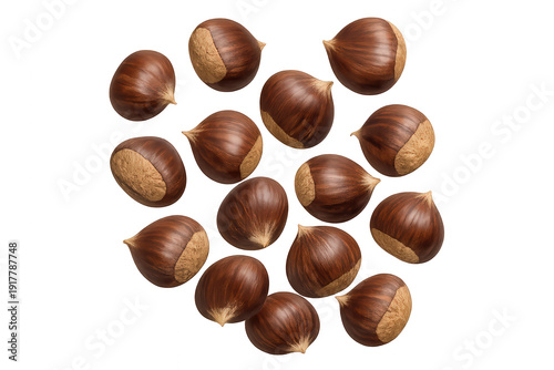 Wallpaper Mural Chestnuts in a scattering pattern on transparent background, fresh autumn nuts, healthy food, natural snack Torontodigital.ca