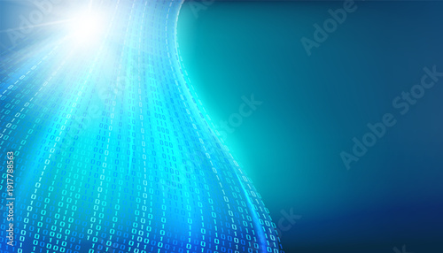 Abstract blue lights background with digital circuits. Vector illustration, contains transparencies, gradients and effects.