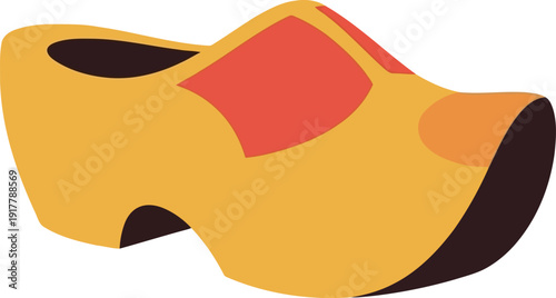 Traditional Dutch Wooden Clog Illustration – Yellow Classic Holland Footwear Icon