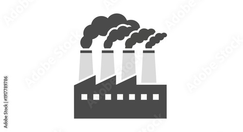 Industrial Factory with Smokestacks.