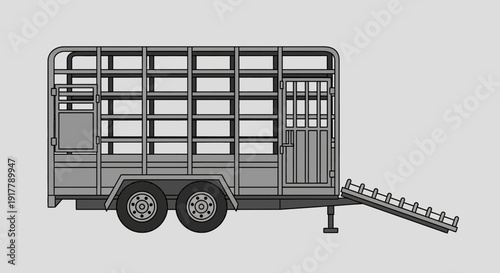 Livestock Trailer Illustration.