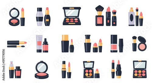 Makeup Products Collection Illustration.
