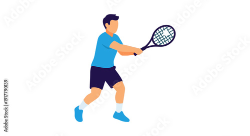 Man Playing Tennis Alone.