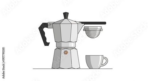 Moka Coffee Maker Illustration.