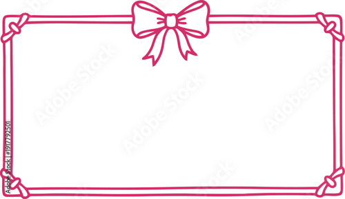 Elegant Pink Ribbon Border Frame with Bow for Invitations, Greeting Cards, Certificates, and Gift Tags