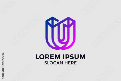 Modern blue gradient eagle shield logo design concept, presented with business card and app icon mockups, ideal for corporate, security, or financial branding