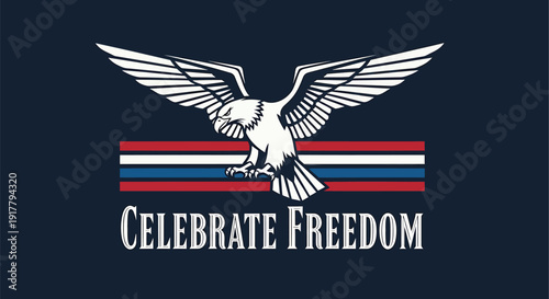 American eagle icon with Celebrate Freedom text, patriotic symbol.