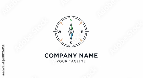 Compass Logo Design Template with Directions.