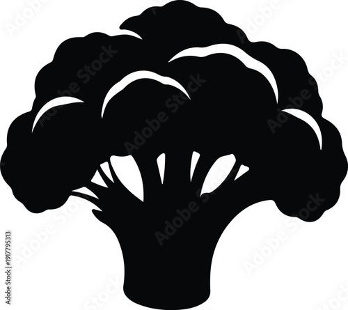 silhouette simple broccoli vegetable healthy food organic nutrition vector design