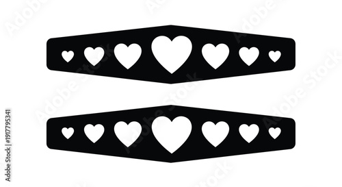 Two black shapes adorned with white hearts a striking silhouette