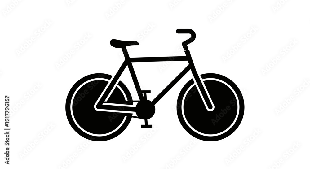 Fototapeta premium Simple Black Bicycle Illustration on White.