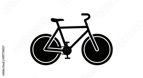 Simple Black Bicycle Illustration on White.