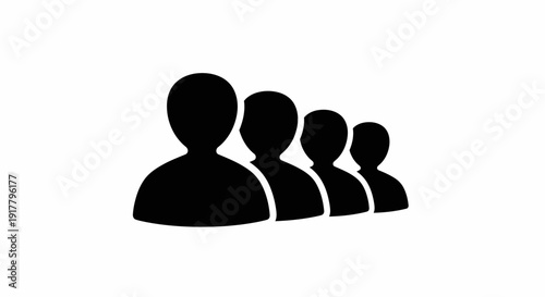 Group of People Silhouettes Profile View.