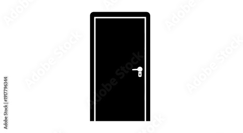 Black Door with Silver Handle Closeup.