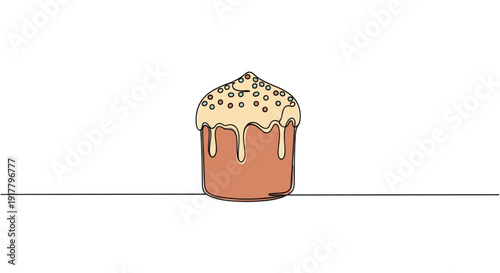 Minimalist one line drawing of an Easter cake. Neutral background. Great for Easter promotions, food blogs, or minimalist designs. Use for card designs, social media, and websites.