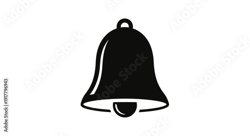 Simple Black Bell Icon on White.