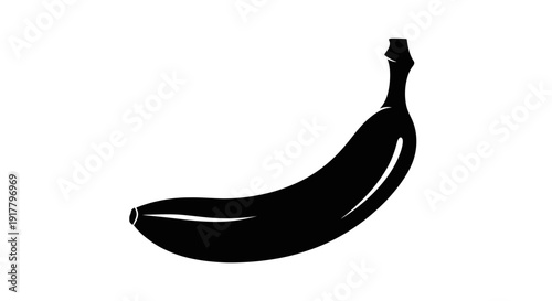 Black Banana Silhouette Fruit Illustration.