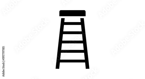 Simple Black Stool with Four Rungs.