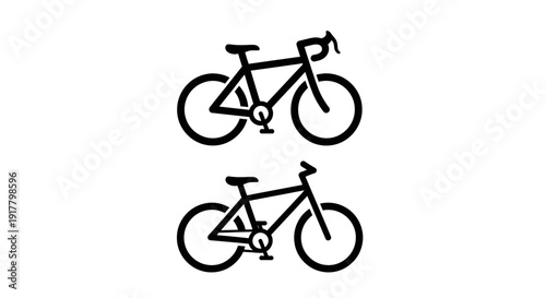Two different styles of road bicycles shown in a minimalist line drawing format