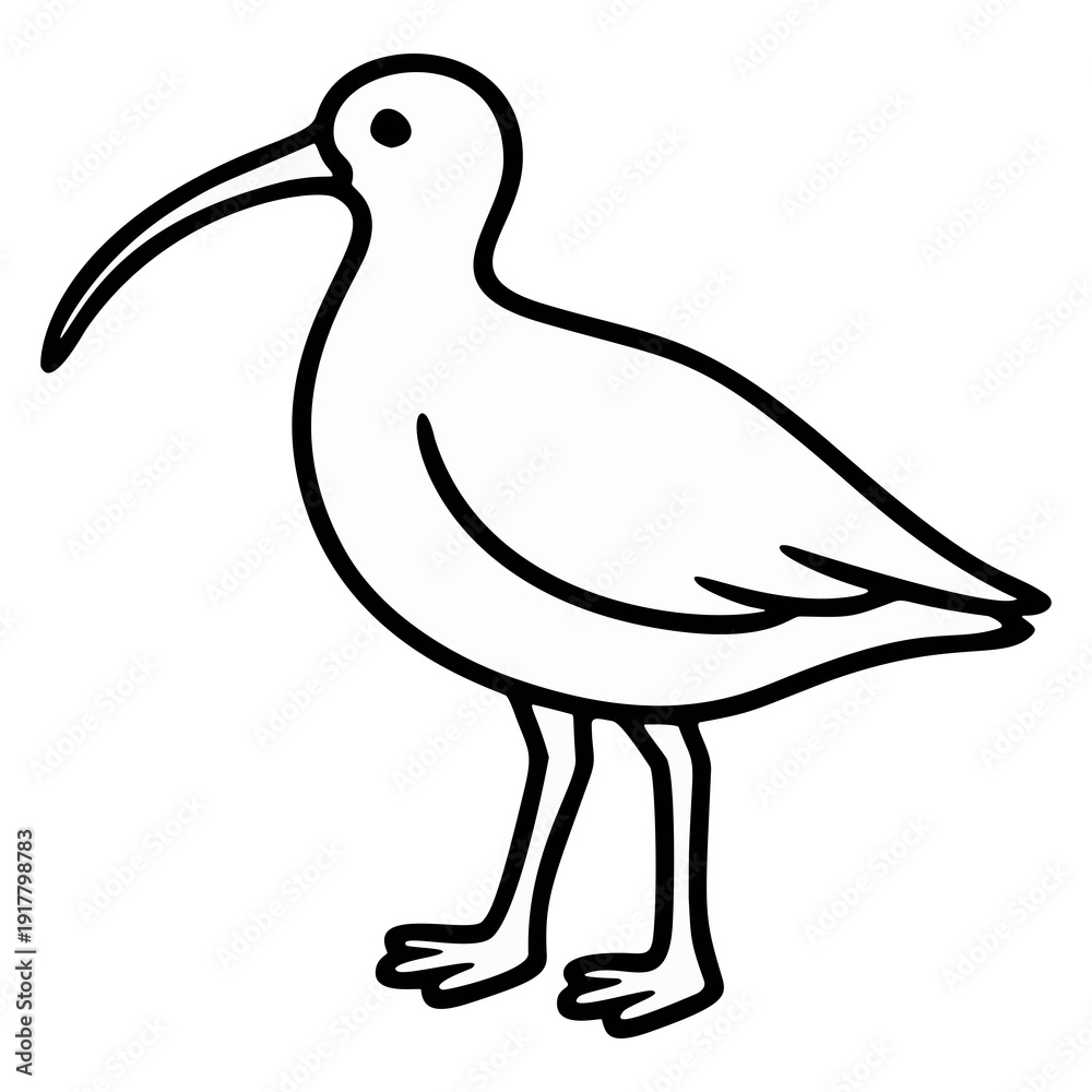 Fototapeta premium Minimalist Ibis Bird Outline Illustration