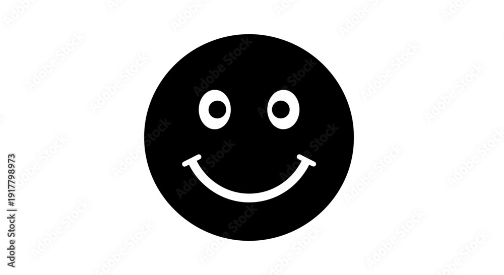 Fototapeta premium Black Smiley Face Icon Simple Design.