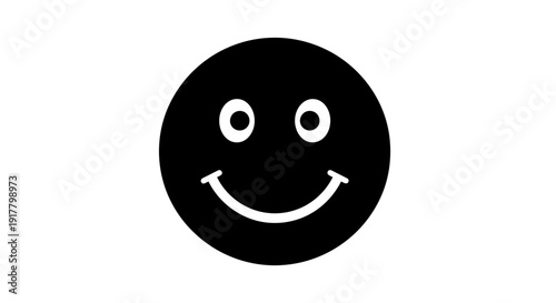 Black Smiley Face Icon Simple Design.