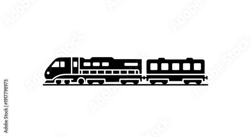 Black Silhouette of Modern Train Illustration.