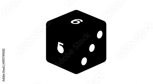 Black Six Sided Dice Showing Six.