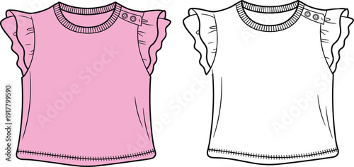 Pink and white short sleeved shirts with ruffles and buttons pink shirt white shirt