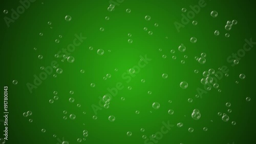 Bubbles Rising in Green Liquid in Slow Movement