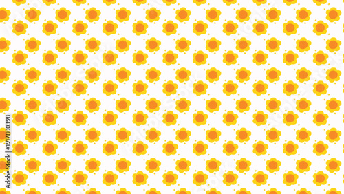 Yellow Cute Flower Pattern | Playful Floral Cartoon Seamless Texture