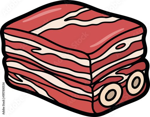 Cartoon Raw Beef Short Ribs Illustration – Fresh Meat Cut, Butcher Shop Clipart, Food Icon