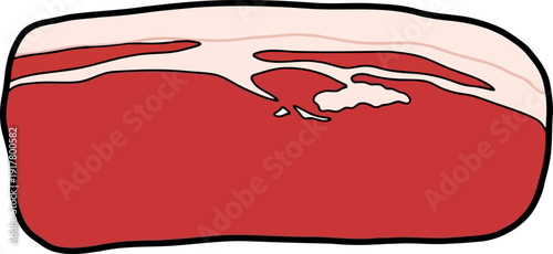 Vector Illustration of Raw Beef Steak with Marbling for Butcher Shop or Restaurant Menu Design