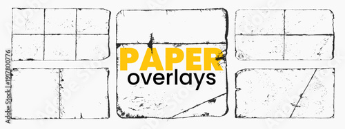 Folded blank paper textures with vinyl paper overlay. Strong crease lines and wrinkled surface. Rough aged sheets for mockups covers and graphic layouts.