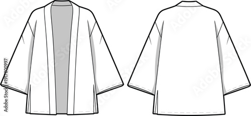White kimono front and back view fashion clothing