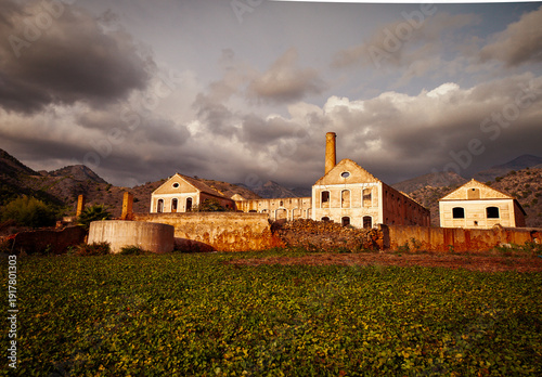 Sugar Factory ruin in Maro, Nerja, Spain on stormy day