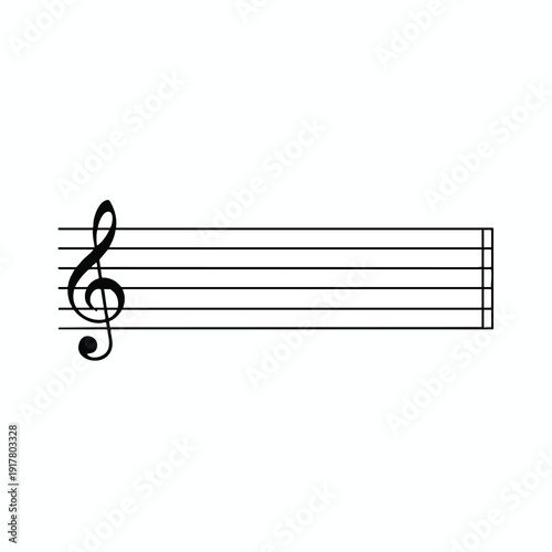 Empty Musical Staff with Treble Clef for Music Composition and Education