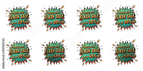 Vibrant Sale Promotion Label Business Advertising Flash Graphics on White Background