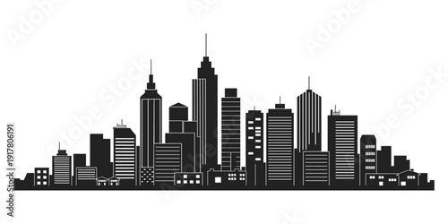 City Skyline Silhouette with Tall Buildings architecture