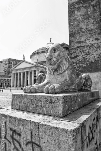 Wallpaper Mural Lion statue at the Basilica di San Francesco di Paola in Piazza del Plebiscito, Naples, Campania, Italy. Torontodigital.ca