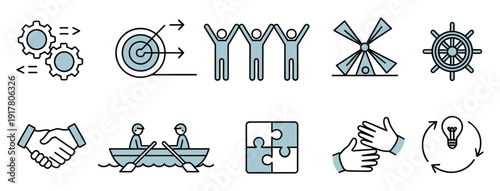Collection of business and teamwork concept icons