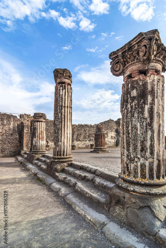 Wallpaper Mural The ruins of the ancient columned basilica overlooking the Forum of Pompeii, Italy. Torontodigital.ca